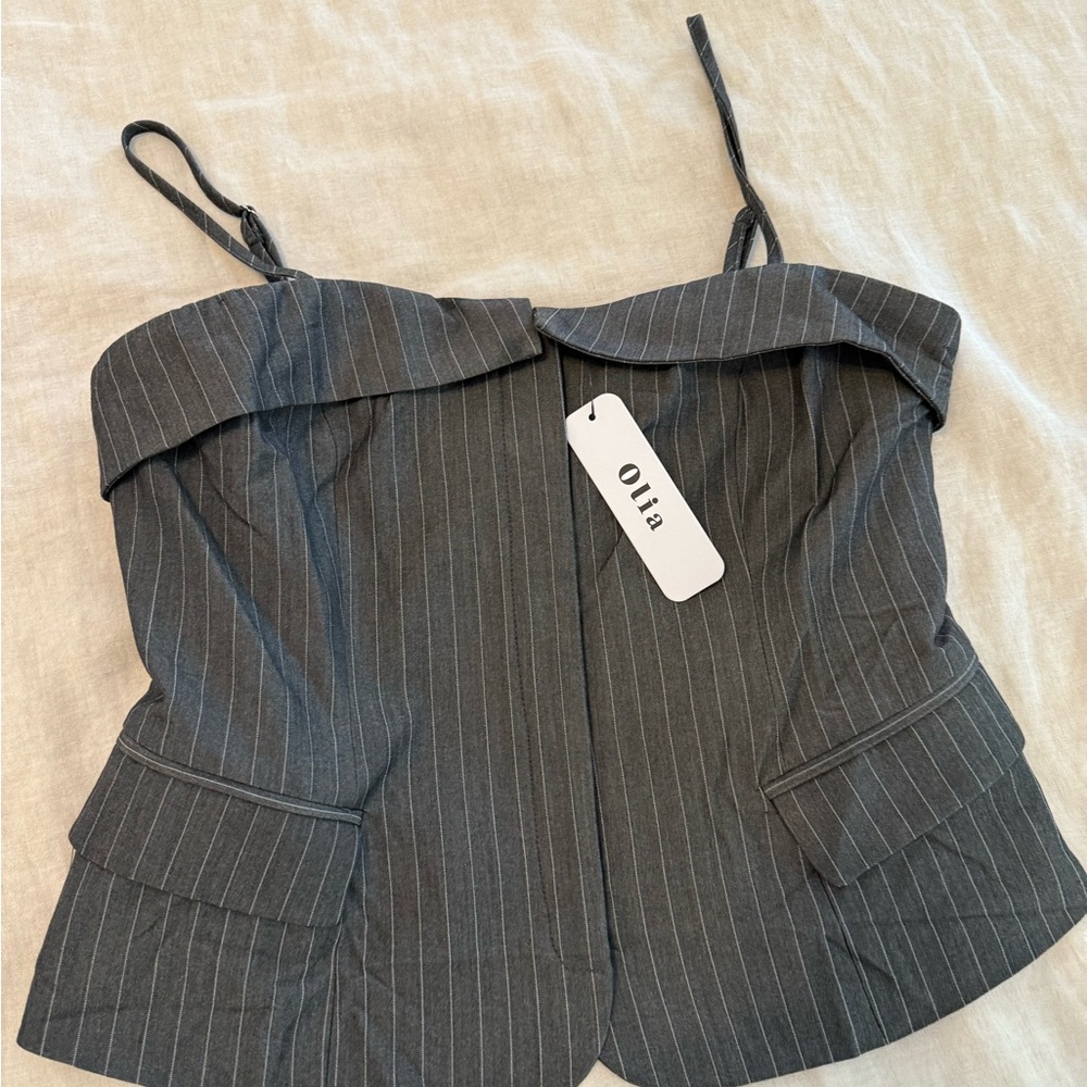 NWT VICI Gray Pinstripe Bustier Top size XL (Chest 36 -37”)